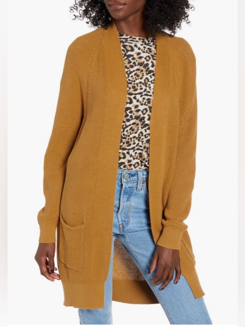 BP Open-Front Ribbed Longline Women’s Cardigan Sweater